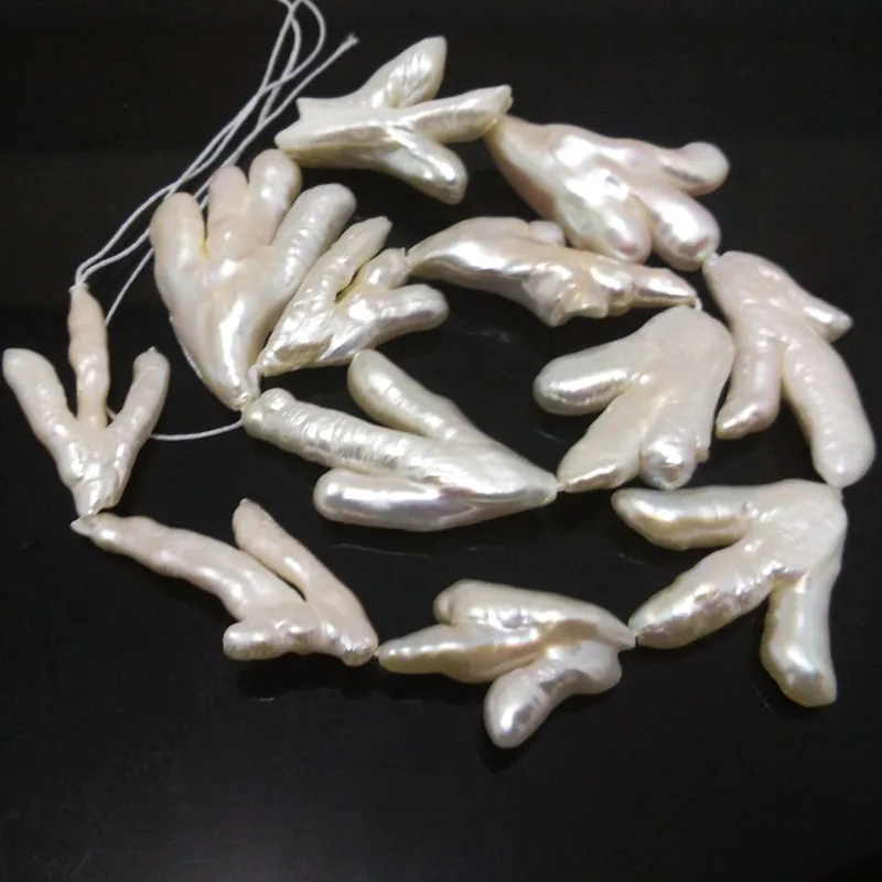 Натуральный белый жемчуг в форме когтя, 16 дюймов, 40-50 мм
