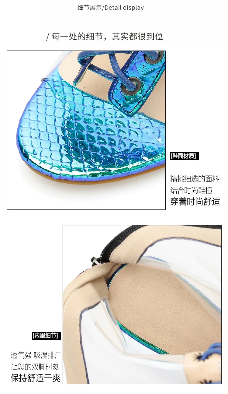 Summer Sandals Sexy PVC Transparent Gladiator Sandals Cross Strappy Peep Toe Shoes Clear Chunky heels Women Ankle boots