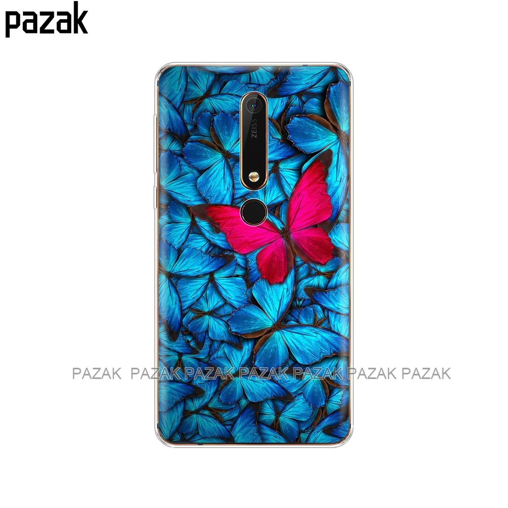 Силиконовый чехол для nokia на возраст 1, 2, 5, 3, 6, 7, 8, 9, nokia 6 6,1 3,1 2,1 5,1 плюс x5 x6 Чехол Мягкий ТПУ прозрачный чехол для телефона с изображением бабочки цветка - Цвет: 61404