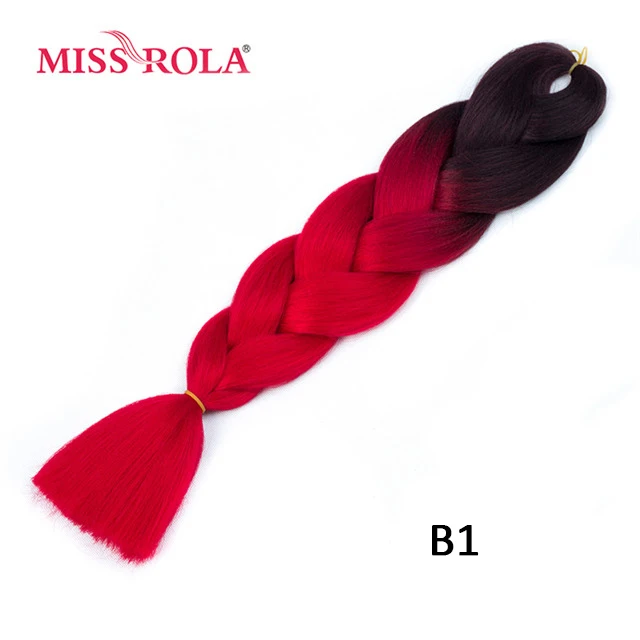 Miss Rola 100 г 24 дюйма один Омбре цвет синтетические волосы для наращивания крючком Твист Джамбо плетение канекалон волос - Цвет: B1