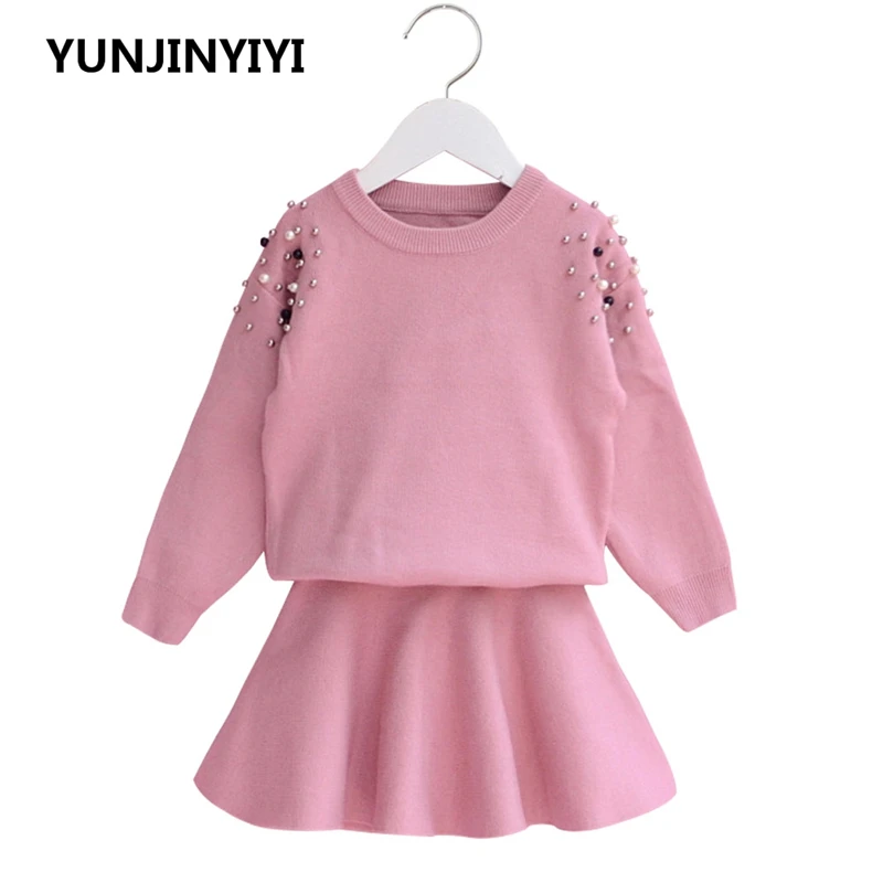 

2018 children clothes set suits girls tracksuits Spring kids clothing sets girl 2 Pcs sets sweater tops+skirt suits