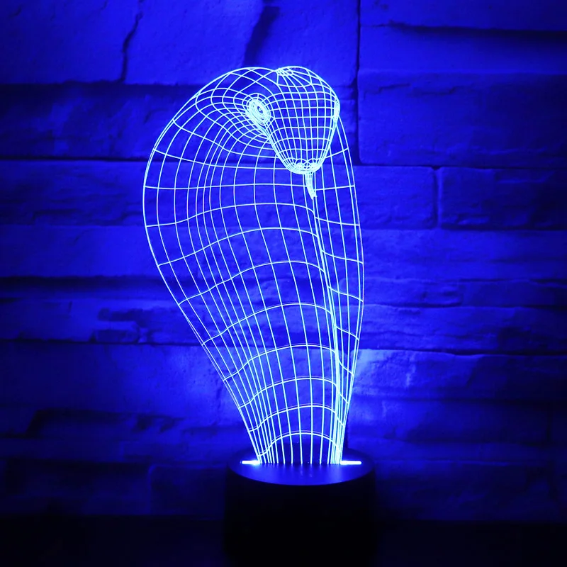 3D LED ночник Змея с 7 видов цветов свет для украшения дома лампа потрясающая