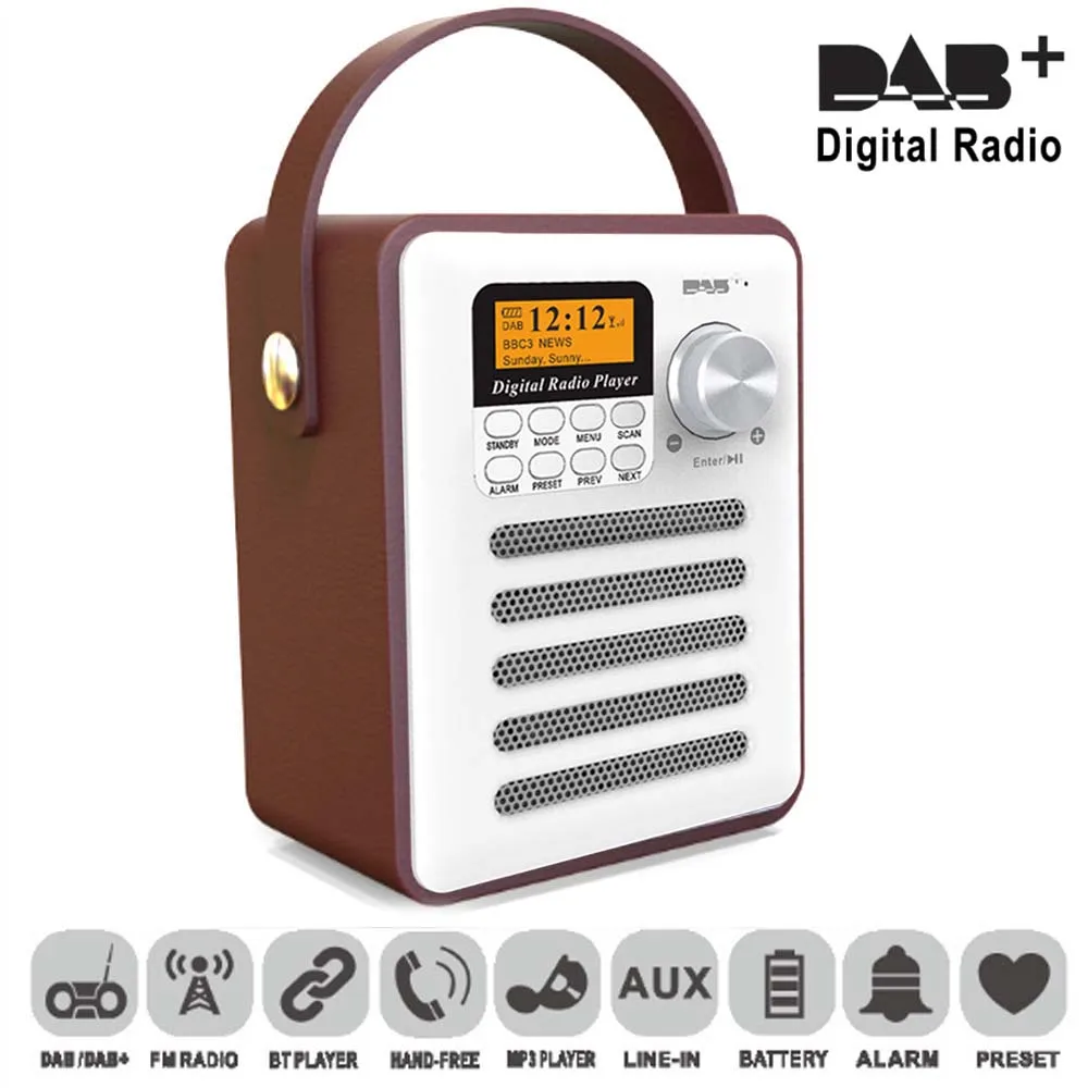 JINSERTA DAB/DAB+ цифровой fm-радио приемник портативный Bluetooth 5,0 музыкальный плеер Поддержка Hnadafree U диск TF карта Aux-in сигнализация