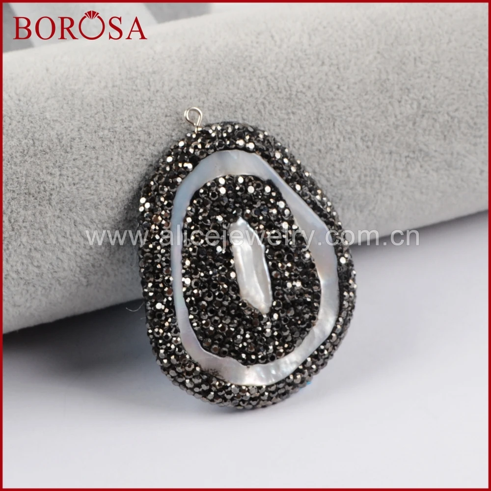 BOROSA 5 шт. Бесплатная форма натуральный жемчуг белый корпус стразы проложенный