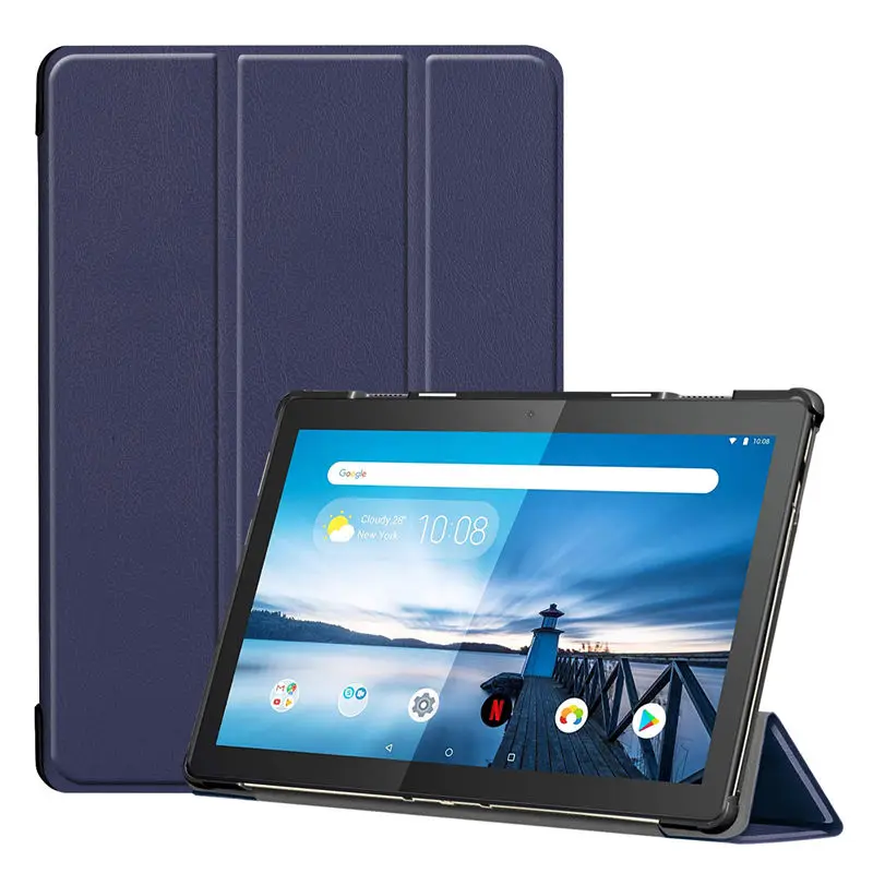 Чехол для lenovo Tab M10 10,1 TB-X605L TB-X605F чехол Funda Tablet тонкий защитный чехол с подставкой+ стилус+ пленка - Цвет: Dark blue