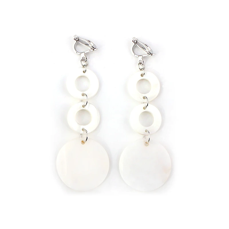 Серьги с кисточками женские геометрические круглые без косточек|clip earrings without