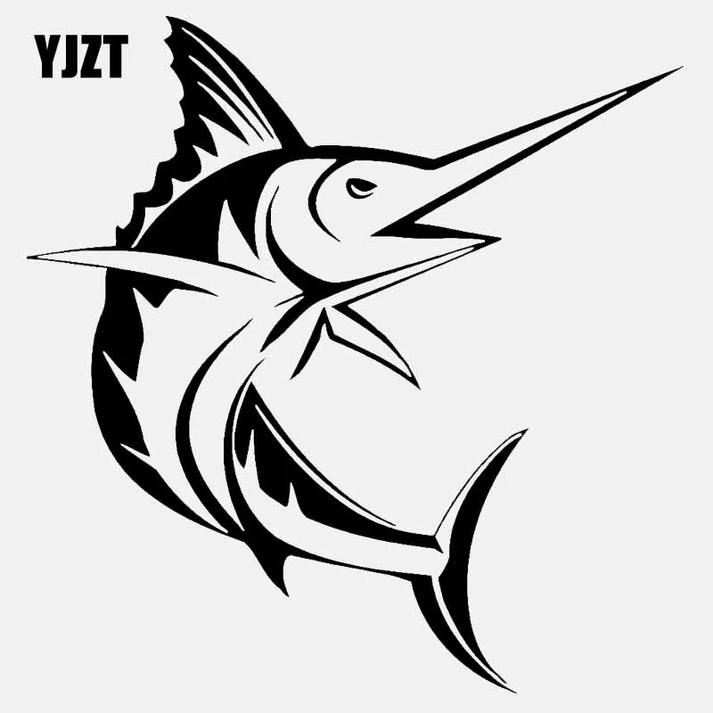 

YJZT 14CM*14.4CM Fish Ocean Marine Car Stickers Vinyl Decal Decor Black/Silver C24-0459