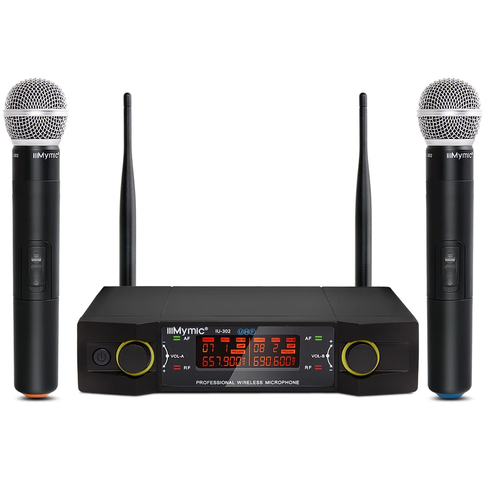 IU-302 UHF 600-700 МГц Двухканальный(одночастотный) 2 Портативный микрофонный передатчик Профессиональная Беспроводная микрофонная система