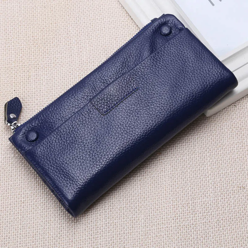 New Big Capacity Wallet Soft First Layer Cow Leather Wallets Real Genuine Lady Women Clutch Bag Zipper Purse|zipper purse|leather walletcow leather