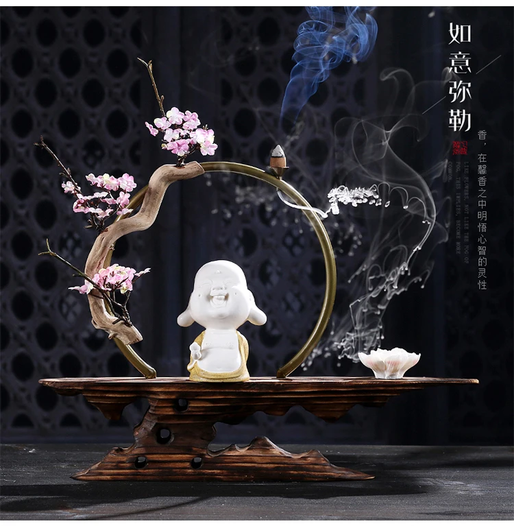 Zen Lucky курильница для благовоний, выветренная древесина, искусственные растения, курильница для благовоний керамическая курильница, цветочный горшок с персонажем, домашний декор, ремесла