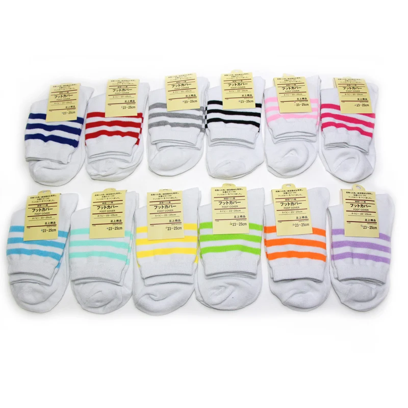 Модные новые милые однотонные короткие носки в полоску белого цвета на весну