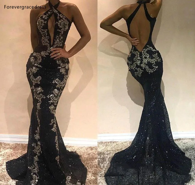 Вечернее платье с лямкой на шее 2019 дешевое в форме русалки низким вырезом спине
