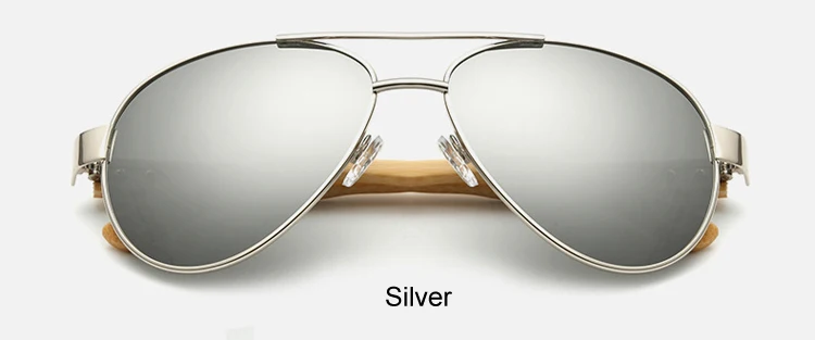 Silver Ralferty, Ретро стиль, пилот, деревянные солнцезащитные очки для мужчин и женщин, UV400, градиентные солнцезащитные очки, для вождения, спортивные очки, оригинальные, бамбуковые, мужские солнцезащитные очки - Цвет линз: Silver