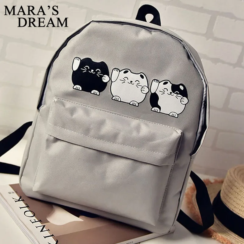 Mara's Dream Cat Печать Рюкзак женский парусиновый мультфильм плечевая сумка
