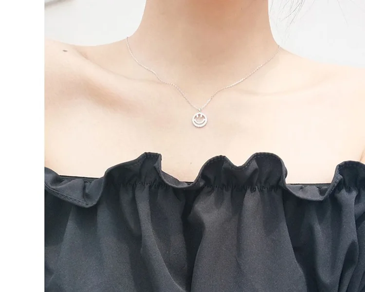 Серебряные серьги в виде смайлика из розового золота колье argent 925 ювелирные изделия женское ожерелье collana dame аксессуары