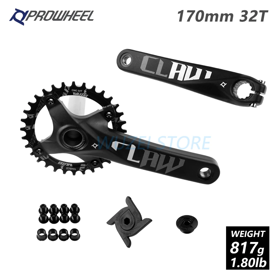 WUZEI mtb велосипедные рукоятки пластины 4 лак для ногтей, 104 BCD 170/175 мм/30/32/34/36/38 T Круглый звездочки шатун для горного велосипеда комплект велосипедная часть - Цвет: 170mm Black 32T