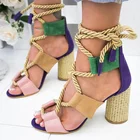 Женские сандалии на шнуровке, летние сандалии-гладиаторы на каблуке с острым носком и пеньковой веревкой