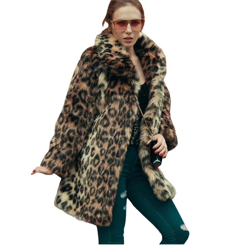 SexeMara/новое зимнее пальто уличная Меховая куртка с леопардовым принтом длинная