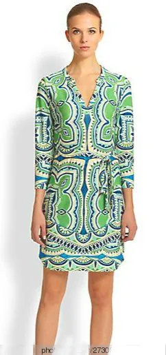 Трикотажное облегающее платье с V-образным вырезом и принтом | Женская одежда