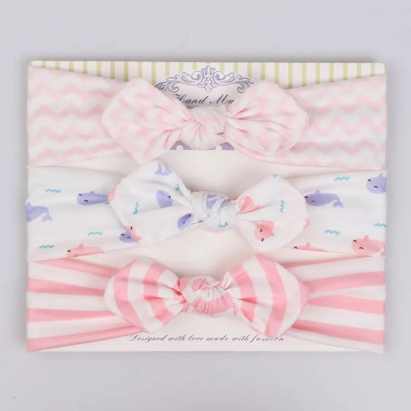 

3pcs/set Baby Cute Headbands Girl Turban Hair Band Accessories Infant Print Bow Knot Headband Bundle Set