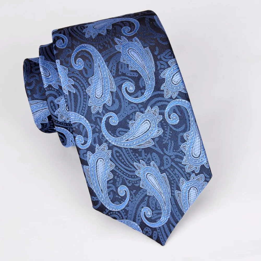 

Ikepeibao Cooling Neck Ties Men`s Tie blue Floral Paisley Jacquard Woven Necktie