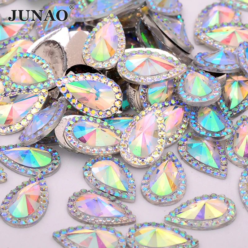 JUNAO 13*18 мм 18*25 Кристальные слезы стразы апплика флабак полимерные драгоценные