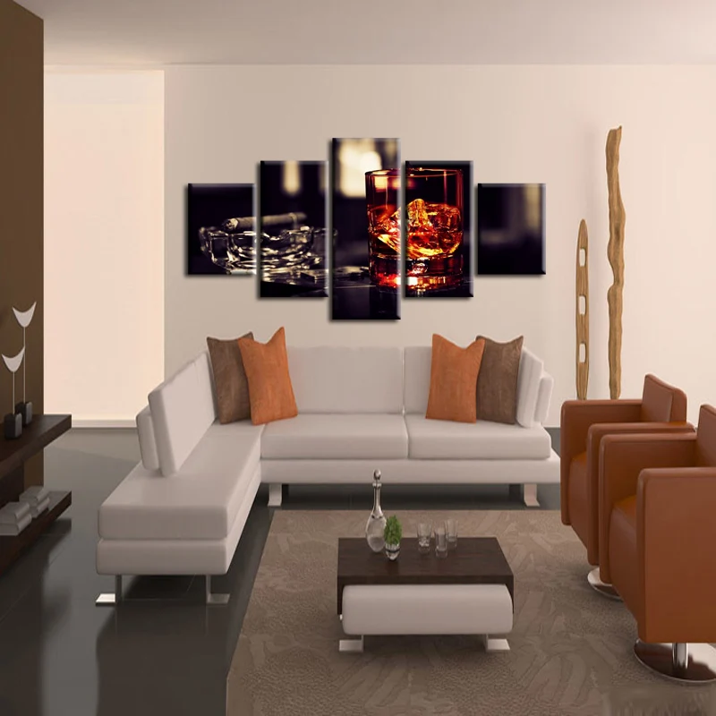 Painting Framed Wall Art Prints 5 PiecesSet Coffee Cup Fashion Canvas HD Home Decoration Modular Pictures For Living Room | Дом и сад