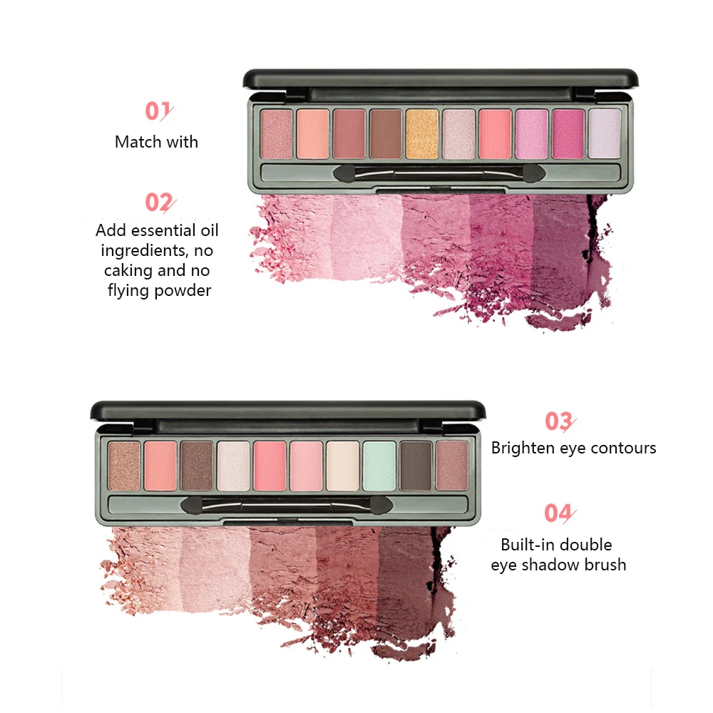 10 цветов палитра теней для макияжа кисти пигментированных век женская косметика