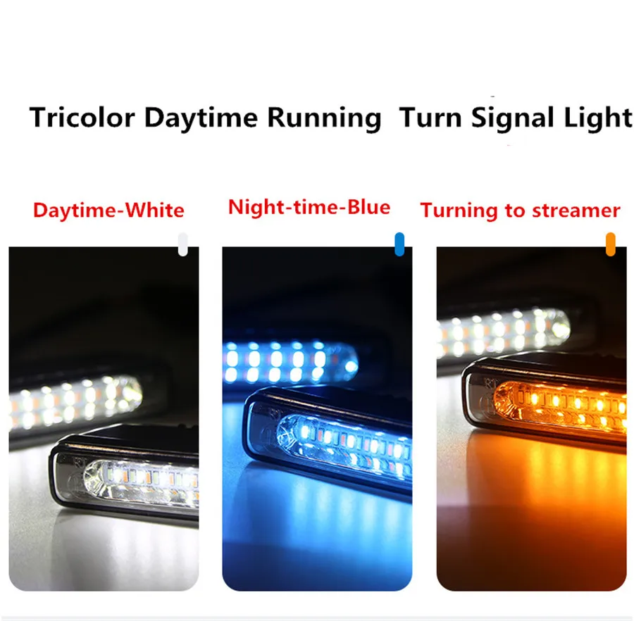 1Pair Universal Turn Signal Light Three-color model LED High Power DRL Daytime Running 12V Waterproof | Автомобили и мотоциклы
