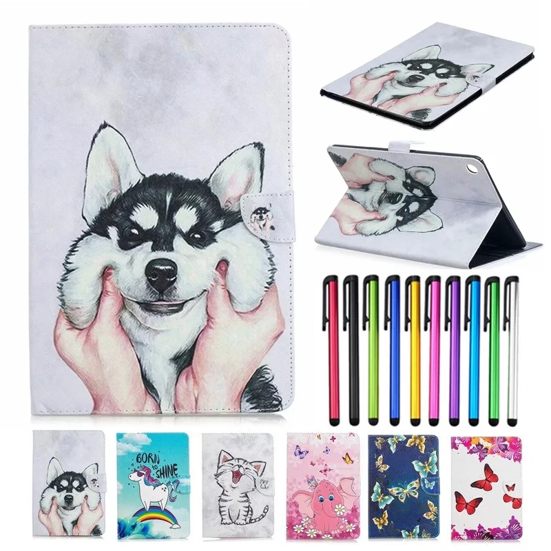 

Case For Huawei Mediapad M5 10.8 CRM-AL09 CRM-W09 Case Kawaii Unicorn Cat Puppy Cover Case For Huawei M5 10.8 Funda + Stylus