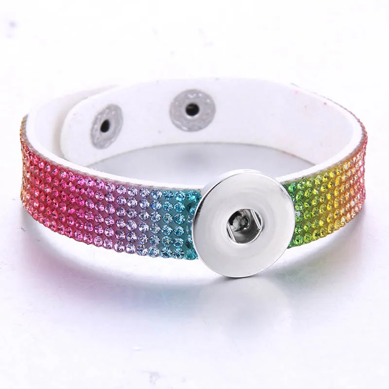 Charm crystal Rhinestone Snap Button Jewelry Leather 18mm Bracelet Punk Armband Snaps 2392 | Украшения и аксессуары