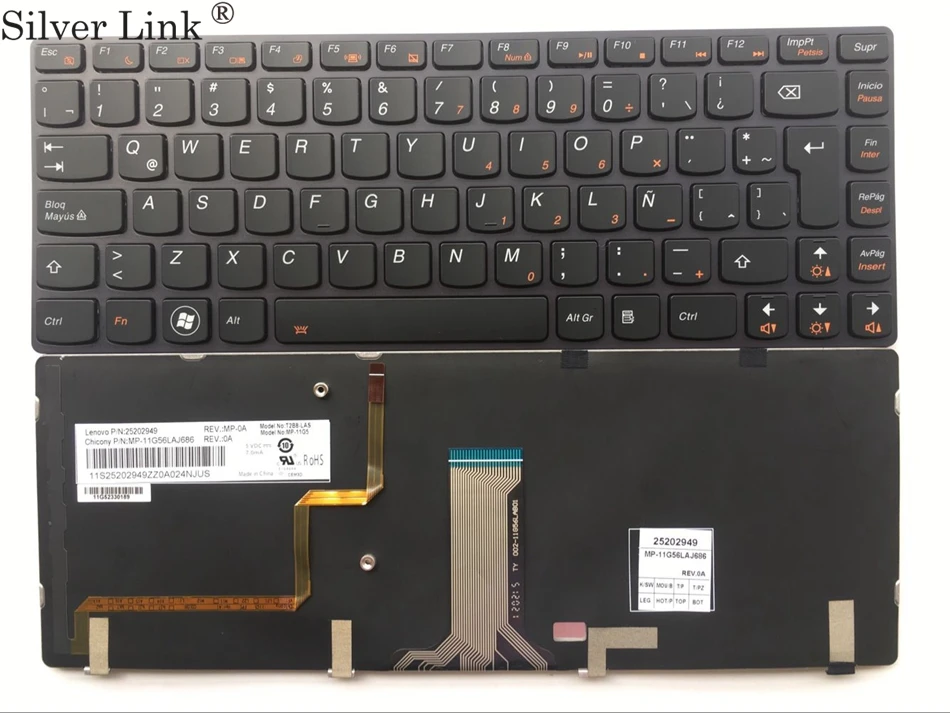 LA латинская клавиатура для Lenovo Y480 Y480A Y480N Y480P Y485 Y485P Y480M серия Черный US макет с
