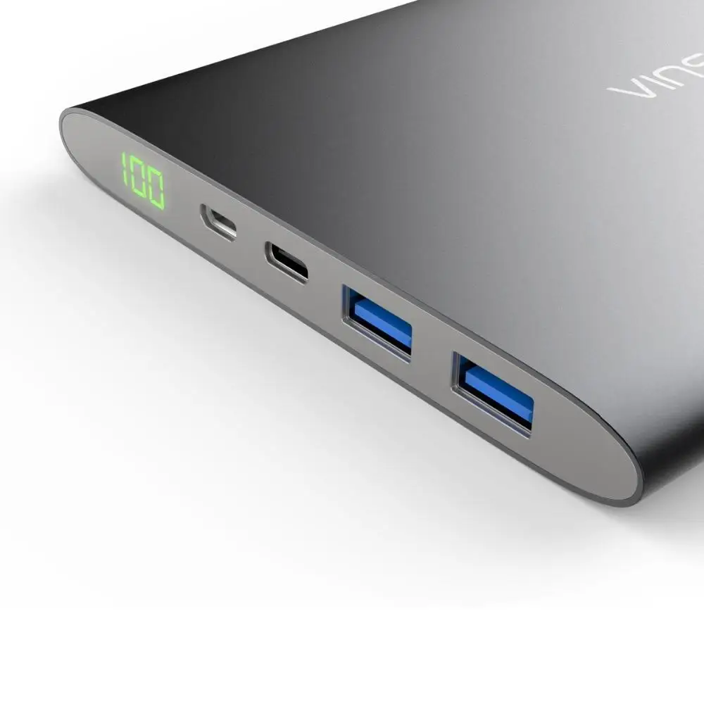 Vinsic 20000 мАч Внешний аккумулятор Dual USB Type C 5 в 3A светодиодный дисплей Внешнее