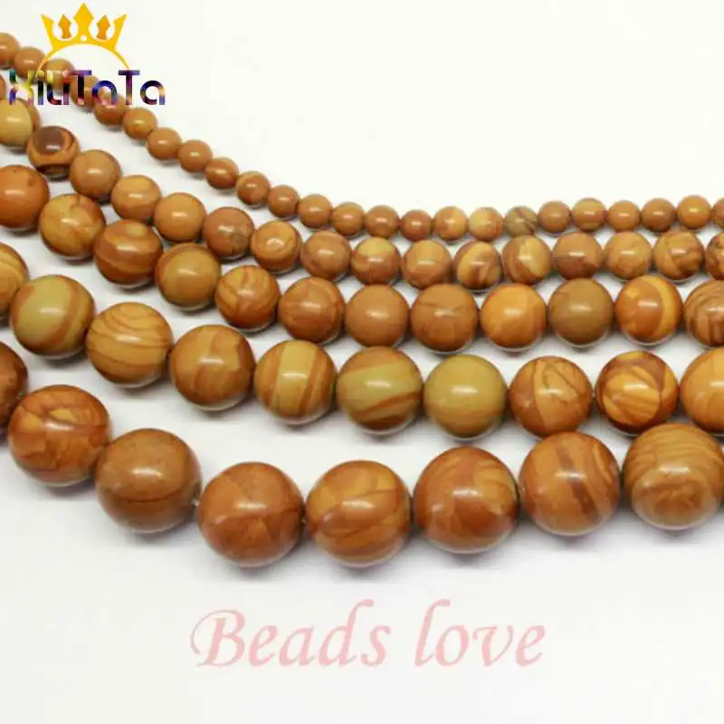 Круглые бусины Natura Wood желтые разделители 15 дюймов 4/6/8/10/12 мм для самостоятельного