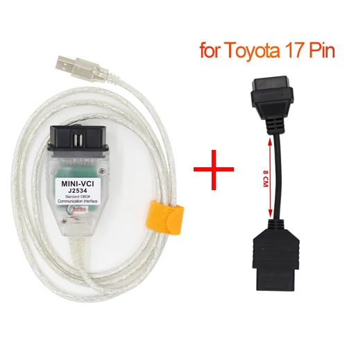 Combination Последний V13.00.022 мини VCI интерфейс для TOYOTA TIS Techstream MINI-VCI FT232RL чип J2534 OBD2 Диагностический кабель - Цвет: Combination