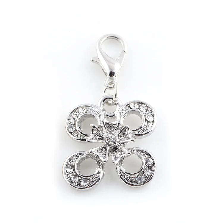 

20*19mm Crystal Flower Butterfly Charms Pendant Silver Zinc Alloy Metal Charms Fit Bracelet & Necklace