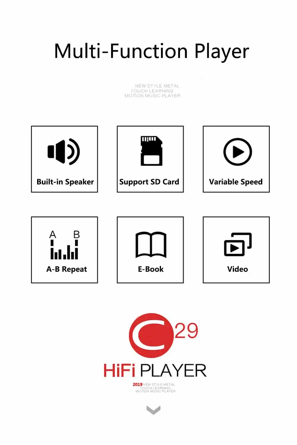 mp3-плеер с шагомером, Bluetooth 4,2, встроенный динамик, металлический плейер с fm-радио, поддержка SD карты до 128 ГБ