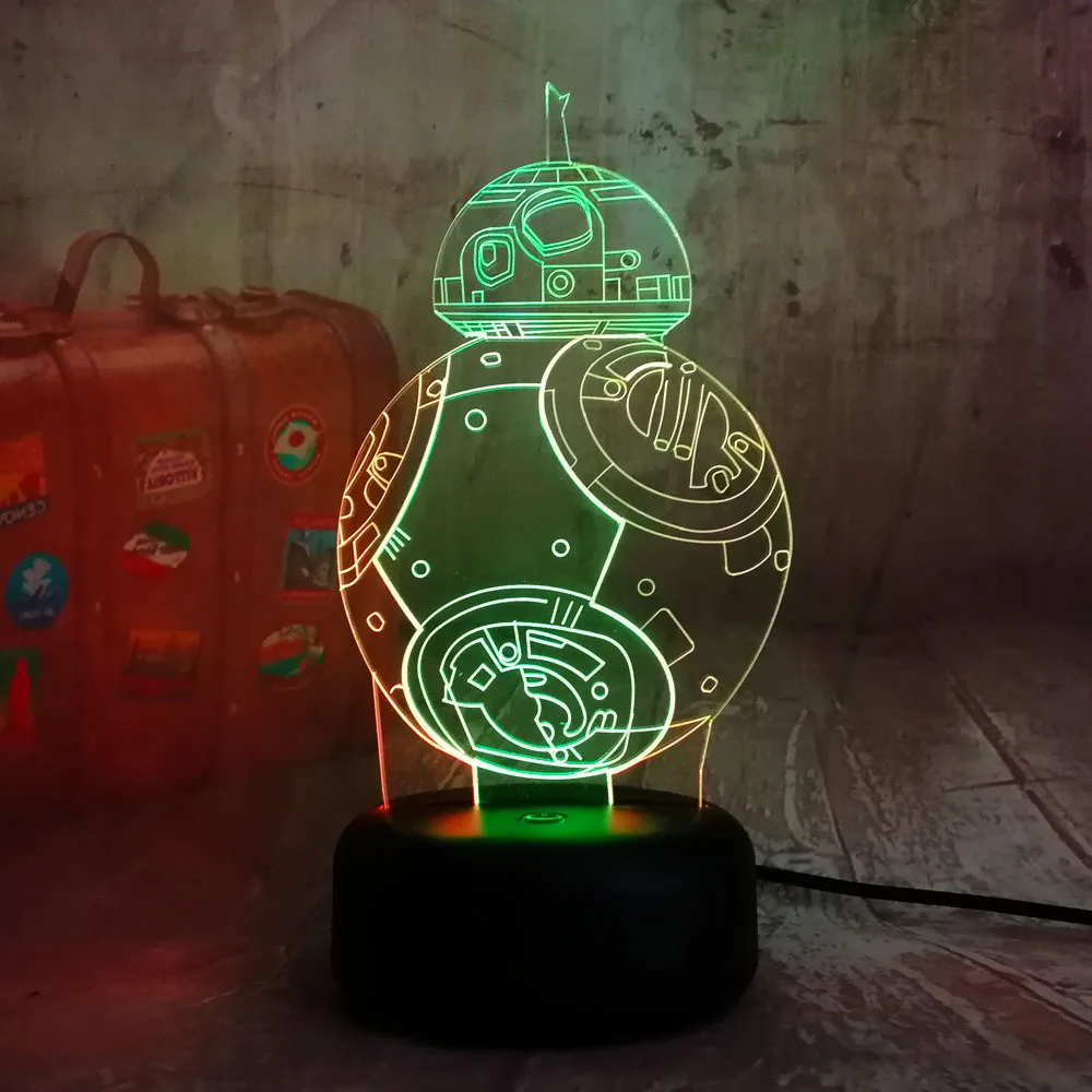 Новинка Звездные войны BB 8 3D LED RGB смешанный двойной цвет ночник светильник