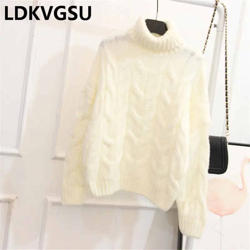 Фото Thicken Twisted High Collar Sweater Women's Pullover Loose Korean Large Size Tide 2018 Autumn Winter Is1254 Женская одежда Thicken Twisted High Collar Sweater Women's Pullover Loose Korean Large Size Tide 2018 Autumn Winter Is1254 Женская одежда