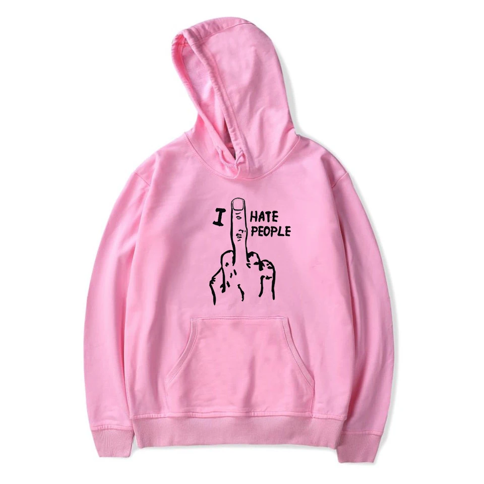 I Hate People kpop hooded sweatshirt for fans support unisex casual thin pocket personality sports shirt | Мужская одежда