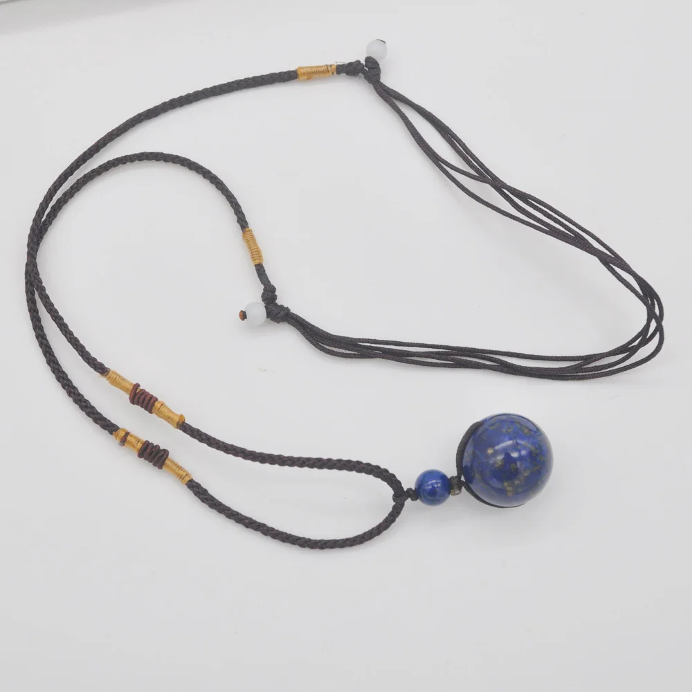 Натуральный круглый Лазурит Камень Регулируемый Нейлоновый Канат плетеные бусы