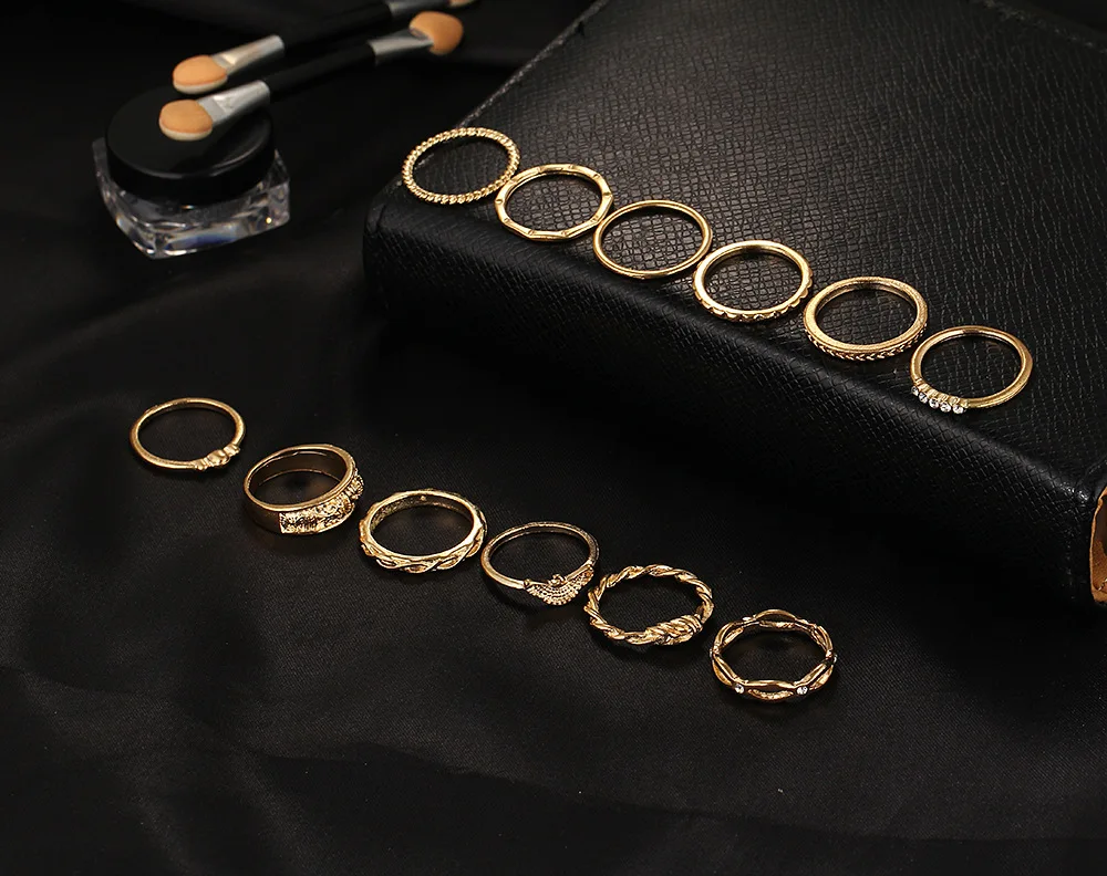 Очаровательное золотистое кольцо на средний палец набор из 12 шт./компл. для