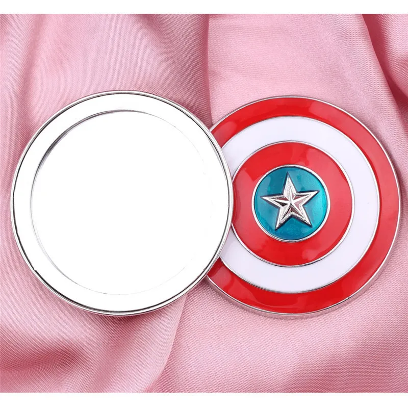 Marvel Мстители Jewelry супер герой Капитан Америка зеркало Портативный зеркало для макияжа простой Дизайн осветить ваш Красота подарок для девочек - Цвет: Белый