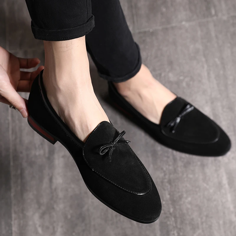 Мужские модельные туфли с кисточками кожаные лоферы в итальянском стиле для