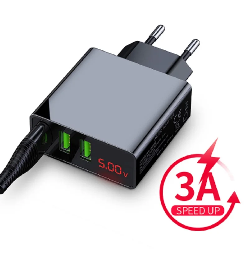 Универсальное зарядное устройство Oleeda с 3 USB портами и светодиодным