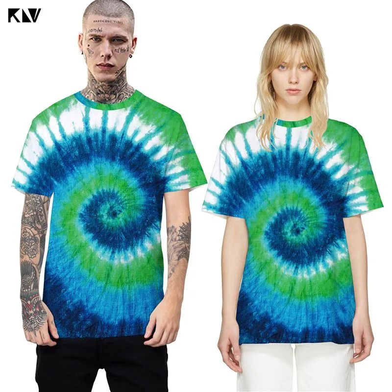 Летняя футболка KLV для пар с коротким рукавом и круглым вырезом радужная