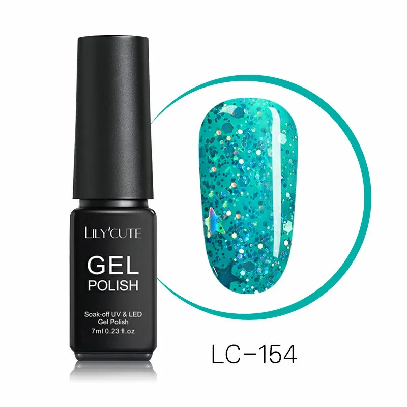 LC-154 LILYCUTE, 7 мл, блестящий Гель-лак для ногтей, блестящий гель для ногтей, серебряный, красный, розовый, золотой, фиолетовый, блестящий, яркий, впитывающий Гель-лак для ногтей - Цвет: LC-154
