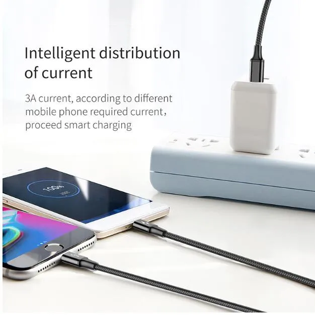 200cm All In One For Lightning 8Pin Micro USB Type C Data Cord Fast Charging 2M USB Cable For iPhone7 8 Xs Xiaomi Huawei Samsung