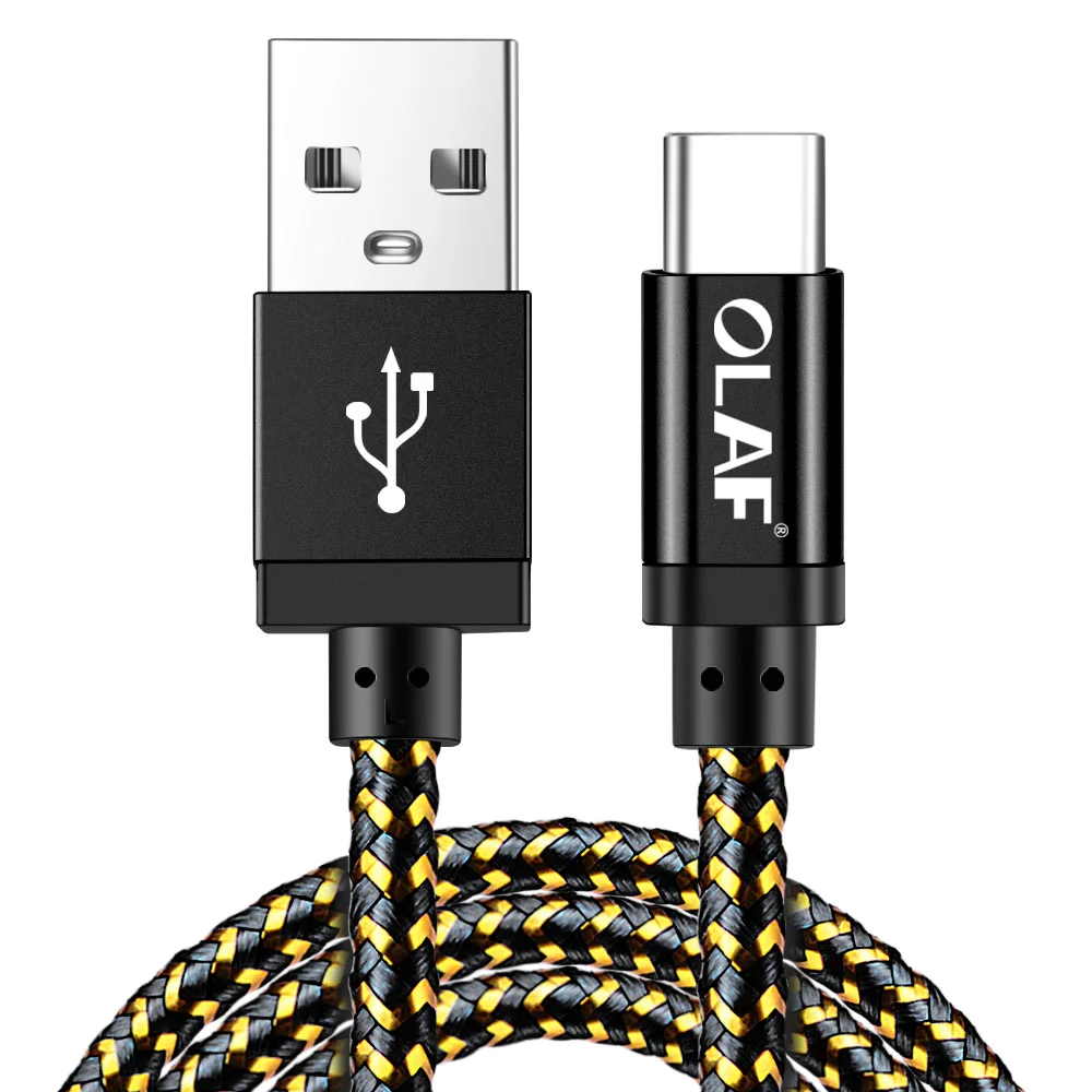 Олаф usb type-C кабель для samsung S9 S8 S10 Быстрая зарядка type-C кабель для зарядки мобильного телефона USB C кабель для Xiaomi mi9 Redmi note 7 - Цвет: Black For Type C