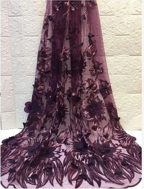 Embossed Beaded French Lace Fabric Quality Nigerian Tulle 3031-2 African Wedding Dress | Дом и сад